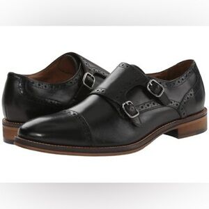 Johnston & Murphy Men's Conard Black Italian Calfskin Double Monk Shoe